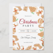 Rote Weihnachtsfeier Gingerbread Feiertag Einladun Einladung (Vorderseite)