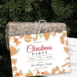 Rote Weihnachtsfeier Gingerbread Feiertag Einladun Einladung
