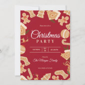 Rote Weihnachtsfeier Gingerbread Feiertag Einladun Einladung (Vorderseite)