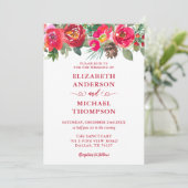 Rote Weihnachtsfeier Hochzeit mit floralen Farben Einladung (Stehend Vorderseite)