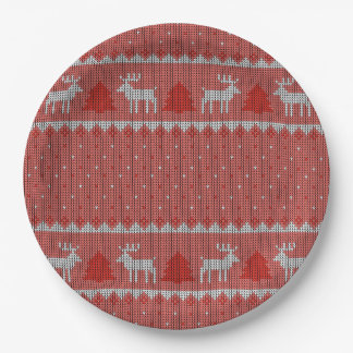 Rote Weihnachtsfeier Pappteller