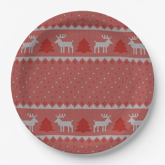 Rote Weihnachtsfeier Pappteller (Vorderseite)