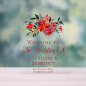 Rote Weihnachtsfeier Poinsettia Blumenhochzeit Wil Acrylschild (Neutral)