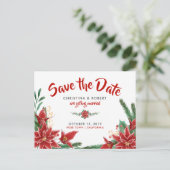 Rote Weihnachtsfeier rettet das Datum Ankündigungspostkarte (Stehend Vorderseite)