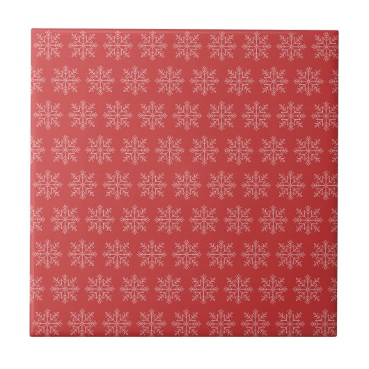 Rote Weihnachtsfeiertage - Schneeflocken Fliese (Vorderseite)