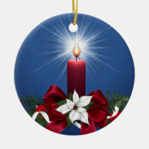 Rote Weihnachtsfeiertags-Kerze Keramikornament