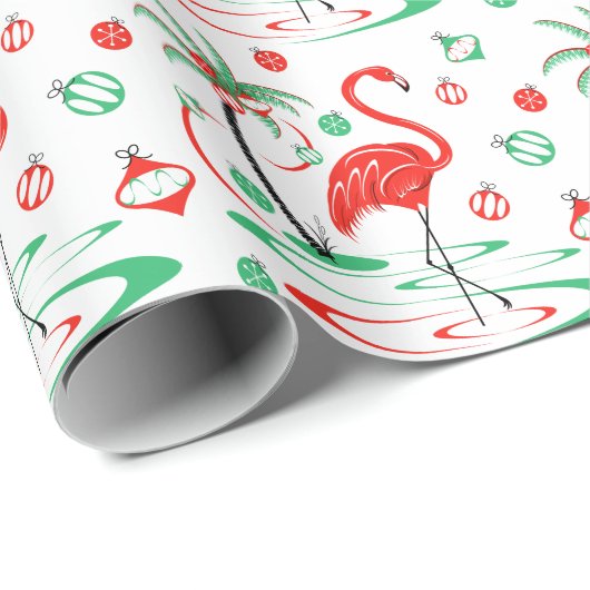 Rote Weihnachtsflamingo-Flittergeschenkverpackung Geschenkpapier (Rolleneckpunkt)