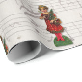 Rote Weihnachtsfrau Angel Viktorianische Musik Geschenkpapier (Rolleneckpunkt)