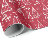 Rote Weihnachtsgnomen, Pilze & Schneeflocken Kinde Geschenkpapier (Rolleneckpunkt)