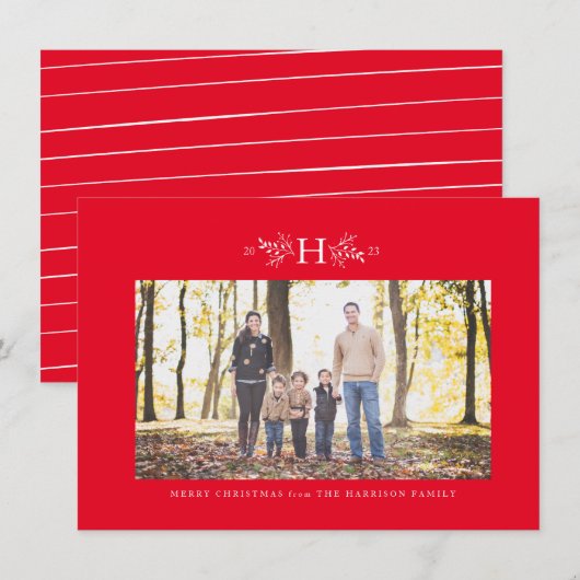 Rote Weihnachtskarte Feiertagskarte (Vorne/Hinten)