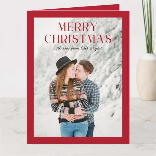 Rote Weihnachtskarte Foto Karte (Vorderseite)