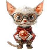 Rote Weihnachtskatzenverzierung Keramik Ornament