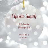 Rote Weihnachtskatzenverzierung Keramik Ornament