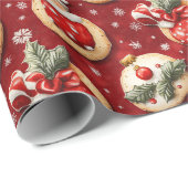 Rote Weihnachtskekse Geschenkpapier (Rolleneckpunkt)