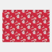 Rote Weihnachtskerzen Rose Geschenkpapier Set (Vorderseite)