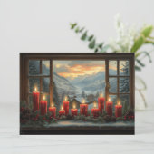 Rote Weihnachtskerzen Tannenzapfen rote Beeren (Stehend Vorderseite)