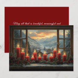 Rote Weihnachtskerzen Tannenzapfen rote Beeren