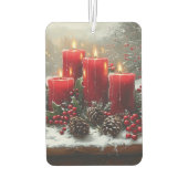 Rote Weihnachtskerzen Tannenzapfen Stechpalme Autolufterfrischer (Rückseite)