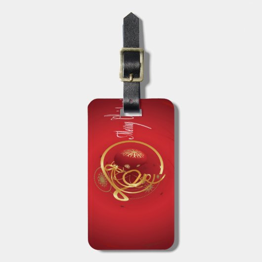Rote Weihnachtsklingel Bell haben einen gesegneten Gepäckanhänger (Vorderseite vertikal)