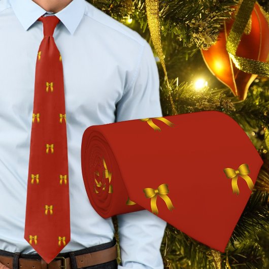 Rote Weihnachtskrawatte mit kleinen goldenen Schle Krawatte