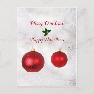 Rote Weihnachtskugeln Feiertagspostkarte