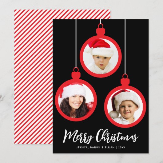 Rote Weihnachtskugeln Frohe Weihnachten 3 Fotos Co (Vorne/Hinten)