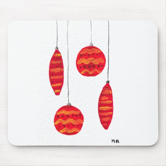 rote Weihnachtskugeln Mousepad (Vorne)