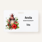 Rote Weihnachtslattern Poinsettia und Kiefer Ausweis (Vorderseite)