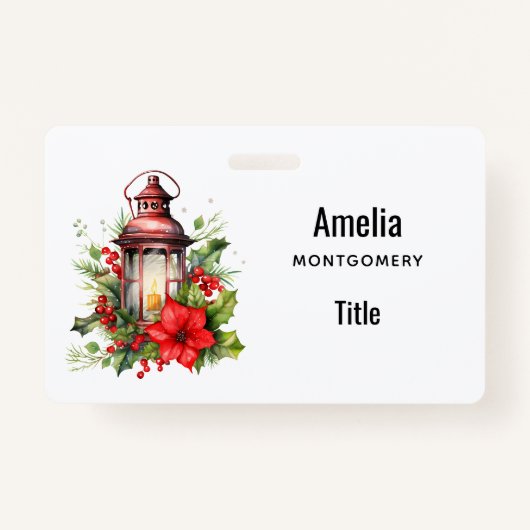 Rote Weihnachtslattern Poinsettia und Kiefer Ausweis (Rückseite)