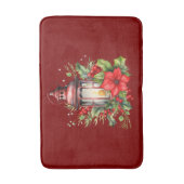 Rote Weihnachtslattern Poinsettia und Kiefer Badematte (Vorderseite Vertikal)