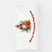 Rote Weihnachtslattern Poinsettia und Kiefer Banner (Vertikal)