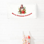 Rote Weihnachtslattern Poinsettia und Kiefer Banner (InSitu)