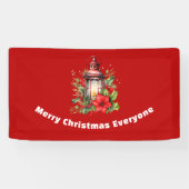 Rote Weihnachtslattern Poinsettia und Kiefer Banner (Horizontal)