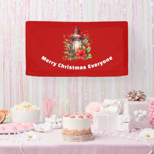 Rote Weihnachtslattern Poinsettia und Kiefer Banner (Party)