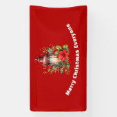 Rote Weihnachtslattern Poinsettia und Kiefer Banner (Vertikal)