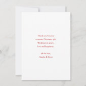 Rote Weihnachtslattern Poinsettia und Kiefer Dankeskarte (Rückseite)