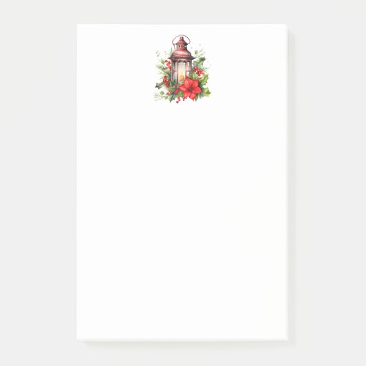 Rote Weihnachtslattern Poinsettia und Kiefer Post-it Klebezettel (Vorderseite)