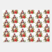Rote Weihnachtslattern Poinsettia und Pine Pattern Geschenkpapier Set (Vorderseite 2)