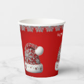 Rote Weihnachtsmannmütze Feiertags-Papierbecher Pappbecher (Vorderseite)