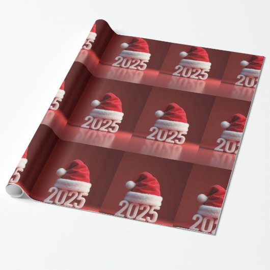 rote Weihnachtsmannmütze Geschenkpapier (Ungerollt)