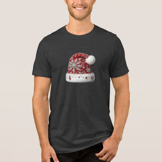 Rote Weihnachtsmannmütze Männer T - Shirt (Vorderseite)
