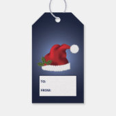 Rote Weihnachtsmannmütze mit Weihnachts-Holly auf Geschenkanhänger (Rückseite)