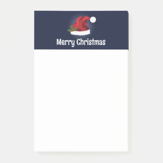 Rote Weihnachtsmannmütze mit Weihnachtsholz und in Post-it Klebezettel (Vorderseite)