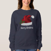 Rote Weihnachtsmannmütze mit Weihnachtsholz und in Sweatshirt (Vorderseite)