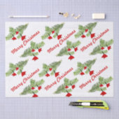 Rote Weihnachtsmannmütze Ornamente an der Kiefernf Seidenpapier (Handwerk)