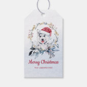 Rote Weihnachtsmannmütze Siberischer Husky Pup Wre Geschenkanhänger (Vorderseite)