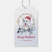 Rote Weihnachtsmannmütze Siberischer Husky Pup Wre Geschenkanhänger (Rückseite)