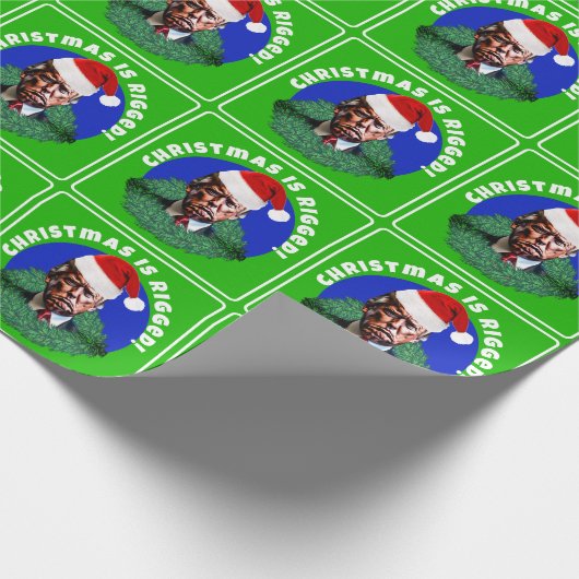 Rote Weihnachtsmannmütze Trump zitterte Weihnachte Geschenkpapier (Ecke)