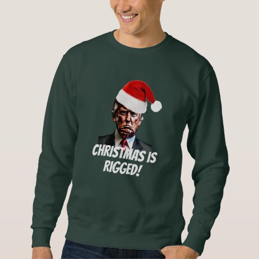 Rote Weihnachtsmannmütze Trump zitterte Weihnachte Sweatshirt (Vorderseite)