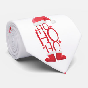 Rote Weihnachtsmannmütze und Stiefel Ho Ho Ho Krawatte